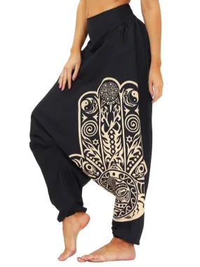 Hamsa Hand Baggy Boho Harem Pants