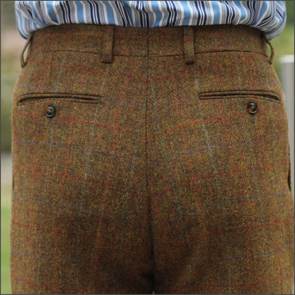 Harris Tweed Rust Check Trousers--