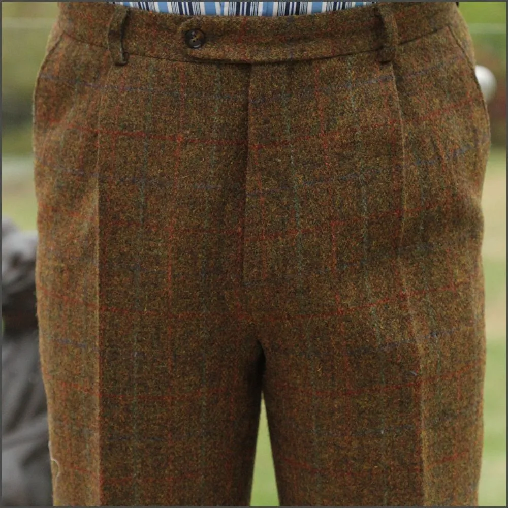 Harris Tweed Rust Check Trousers--