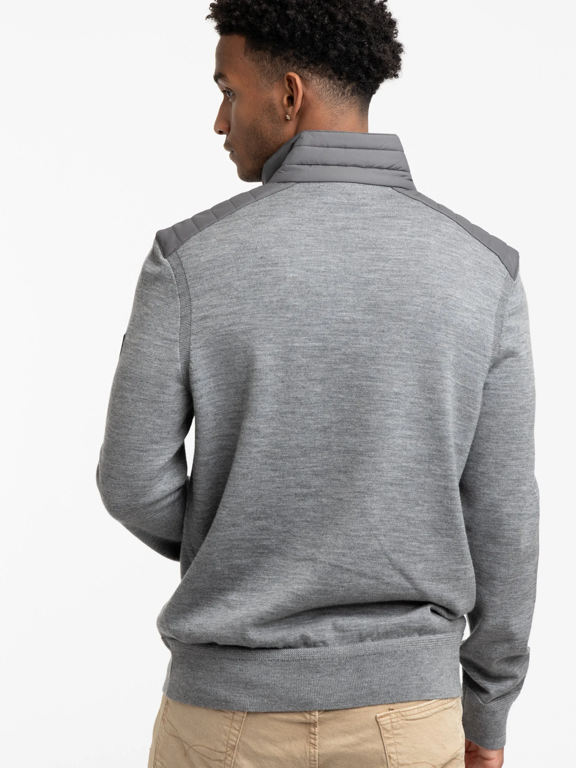 Heather Grey Hybrid Quarter-Zip Mockneck Sweater