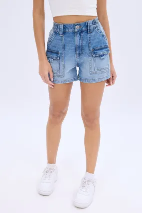 High Rise Cargo Mom Denim Short