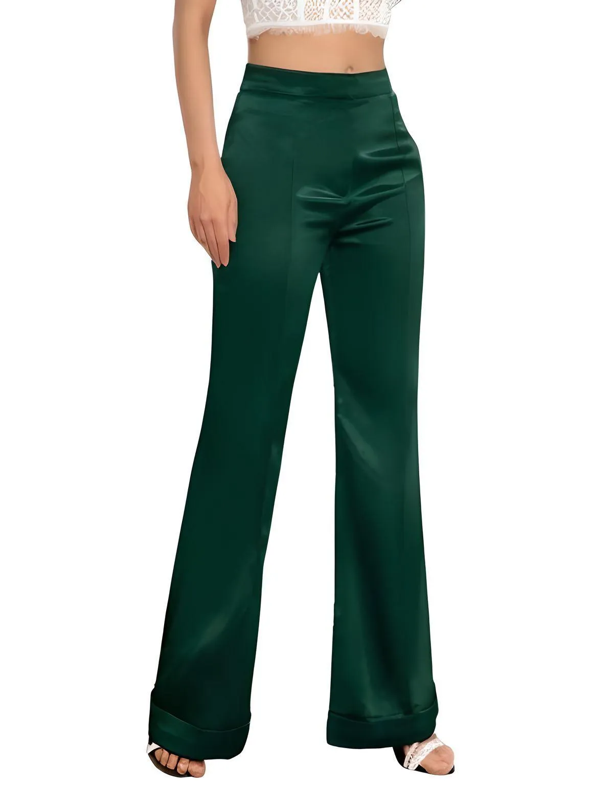 High Waist Women's Flare Leg Satin Pants Elegant Luxury Elegant Spring and Autumn Pants For Women