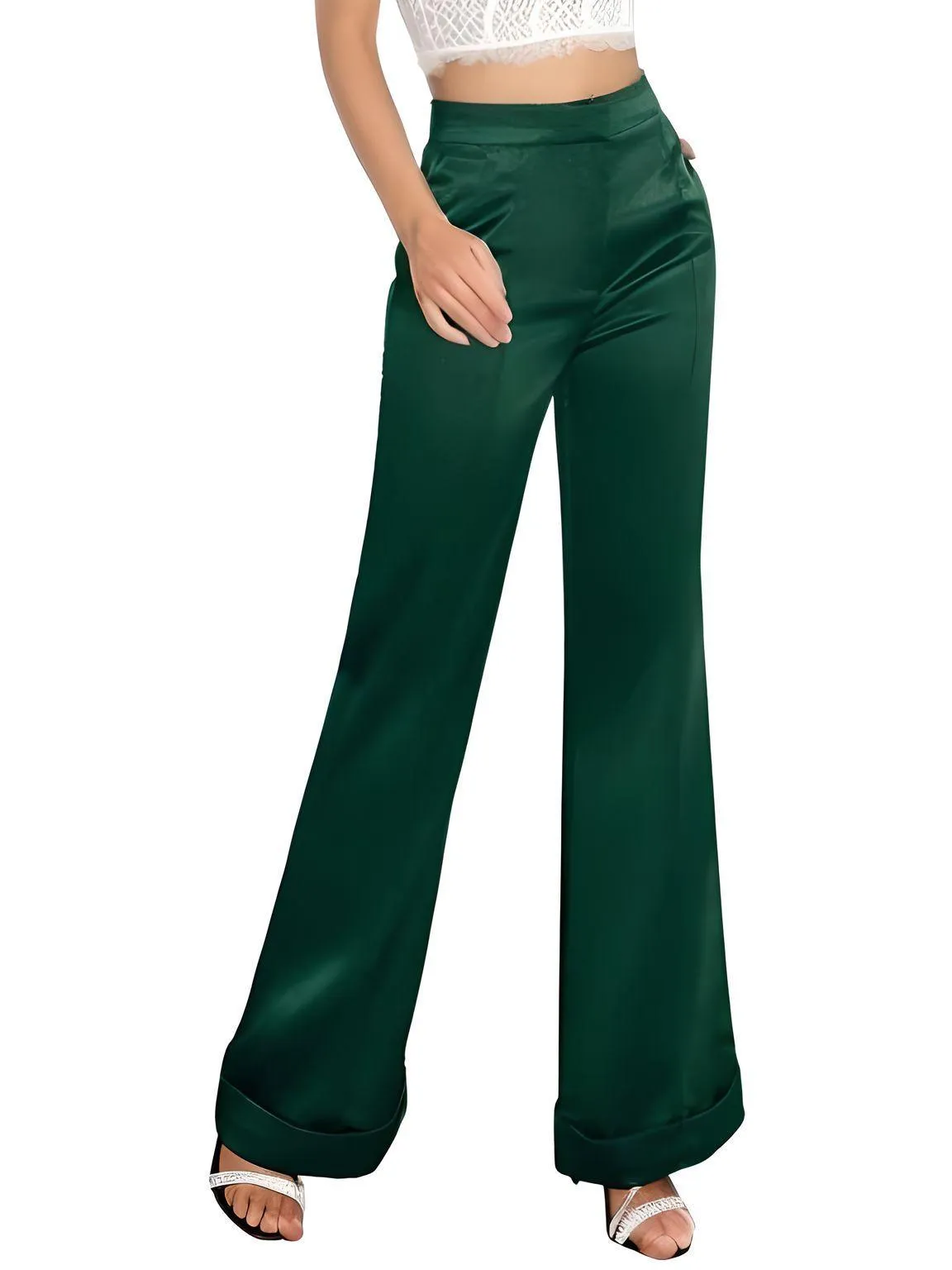 High Waist Women's Flare Leg Satin Pants Elegant Luxury Elegant Spring and Autumn Pants For Women