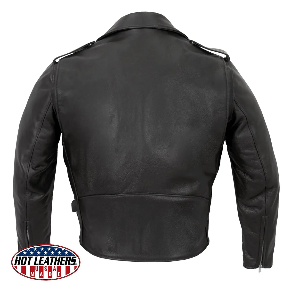 Hot Leathers JKM5009 USA Made Men's Black Premium Leather Vented Motorcycle Jacket