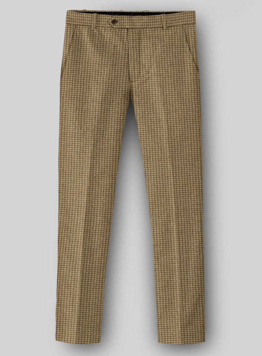 Houndstooth Tan Brown Tweed Pants