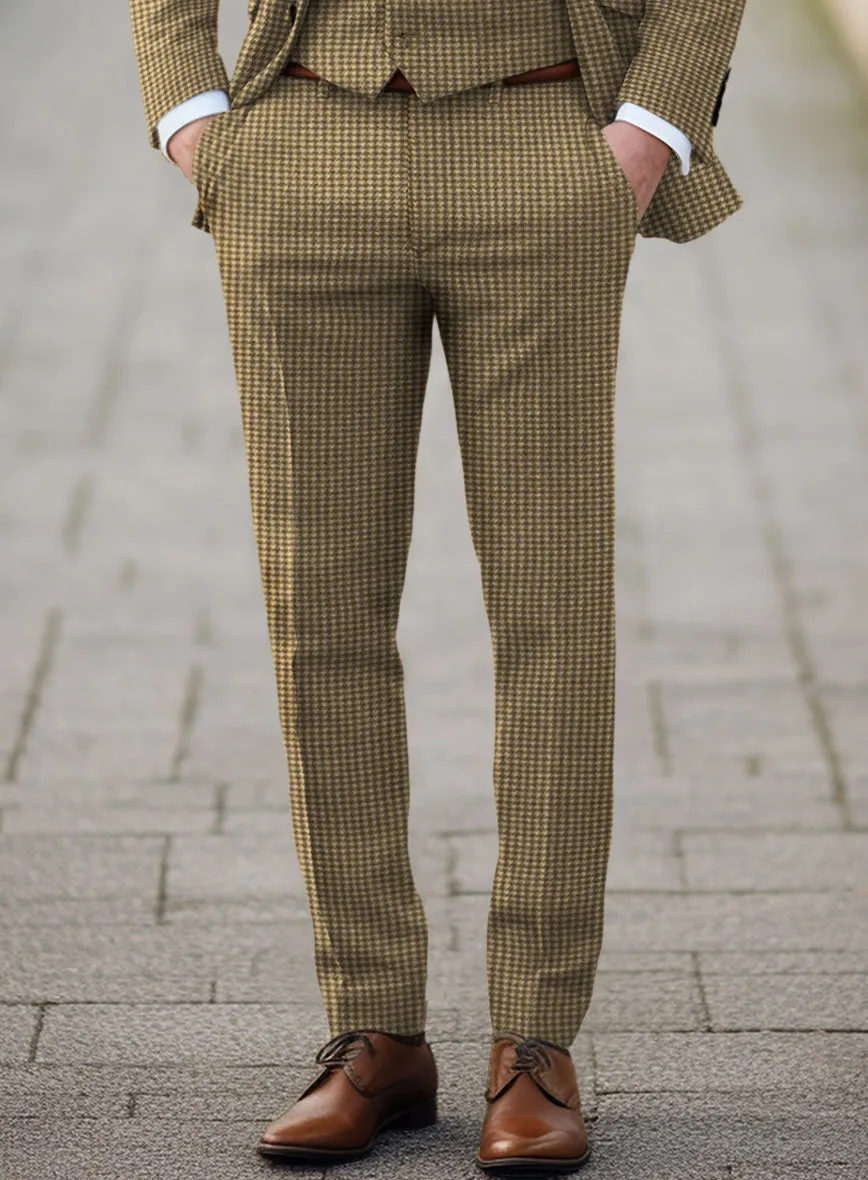 Houndstooth Tan Brown Tweed Pants