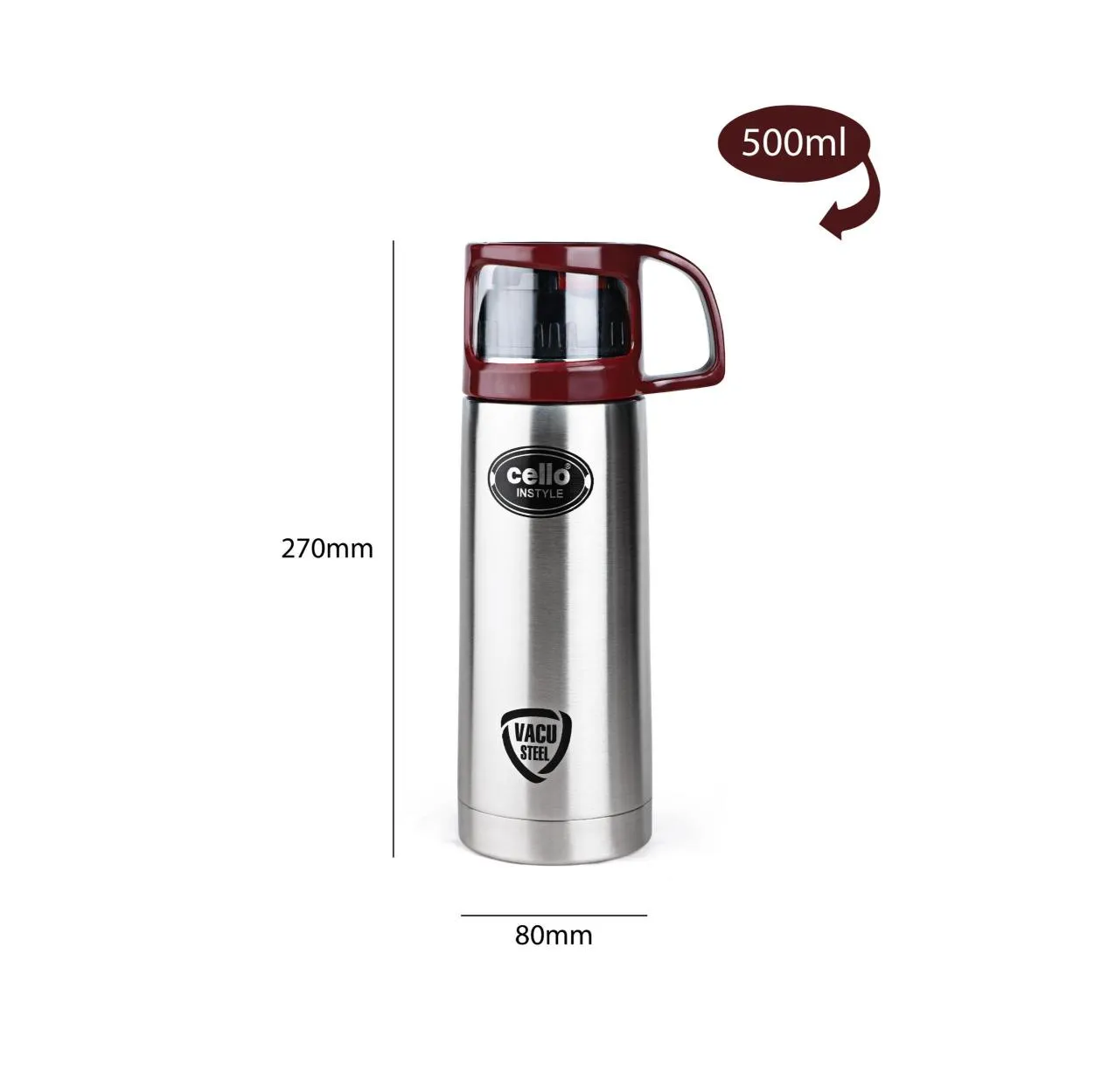 Instyle Flask, Vacusteel Water Bottle, 500ml