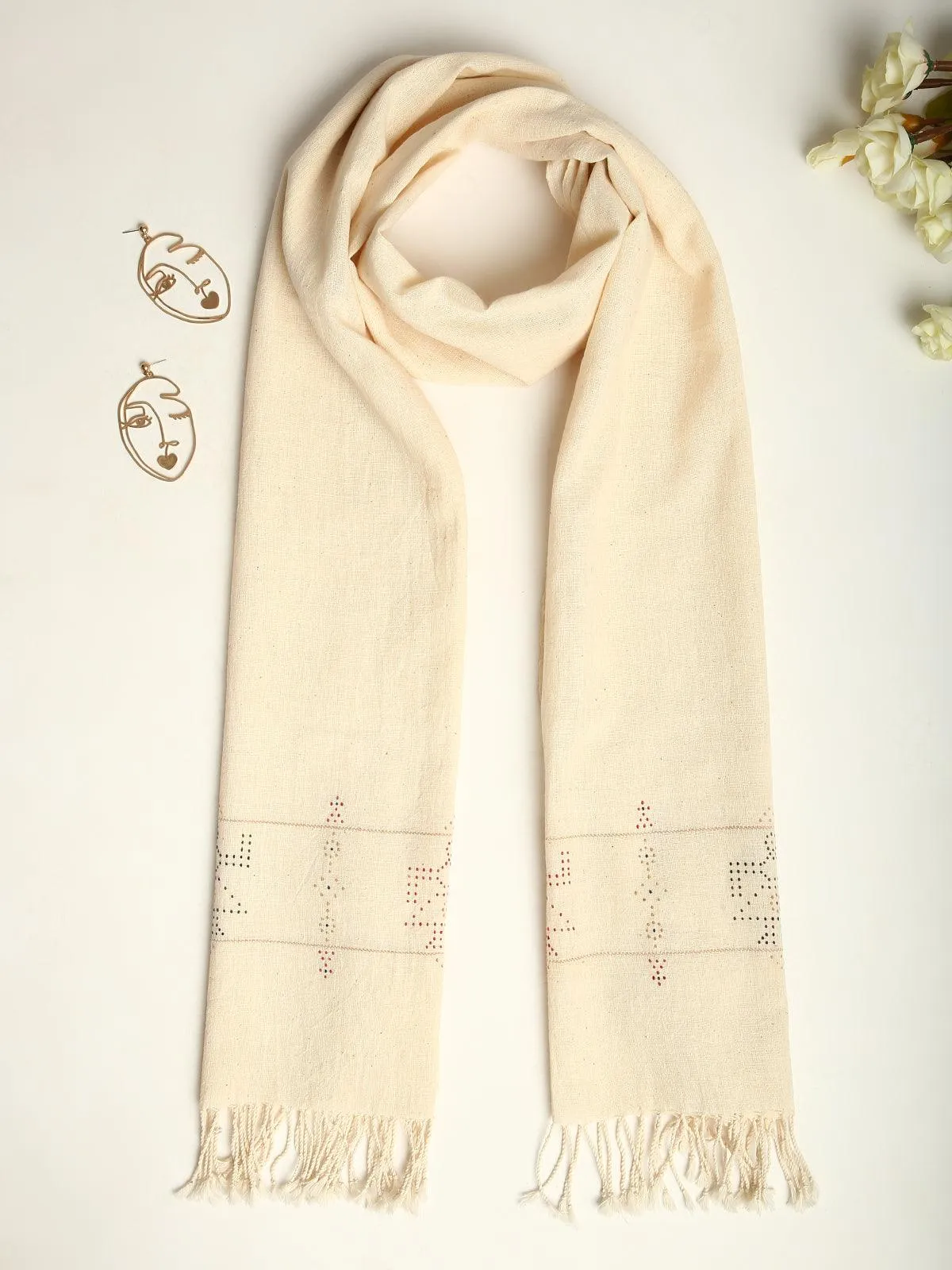 Ivory Handwoven Organic Kala Cotton Stole