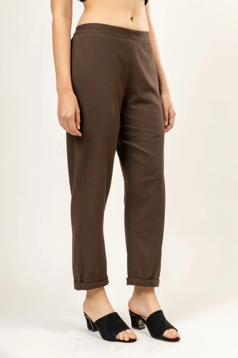 Jade Brown Upcycled Cotton Slub Pants