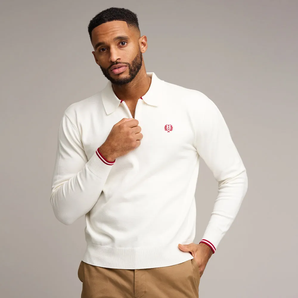 Kappa Alpha Psi Zip Polo Sweater (Cream)