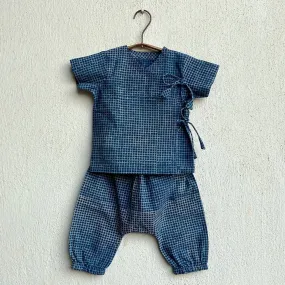 Kids Unisex Organic Cotton Angarakha and Pants- Indigo