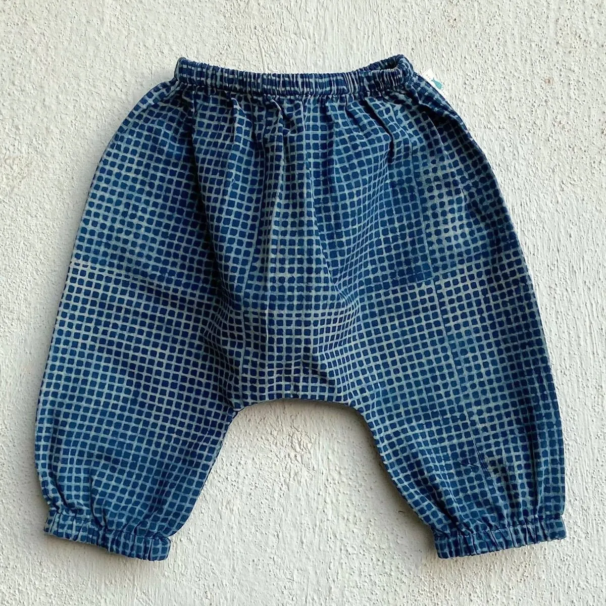 Kids Unisex Organic Cotton Indigo Check Kurta and Matching Pants