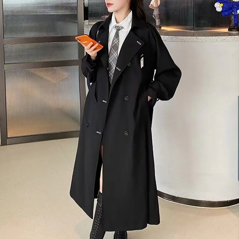 Knee-Length Black Petite Overcoat