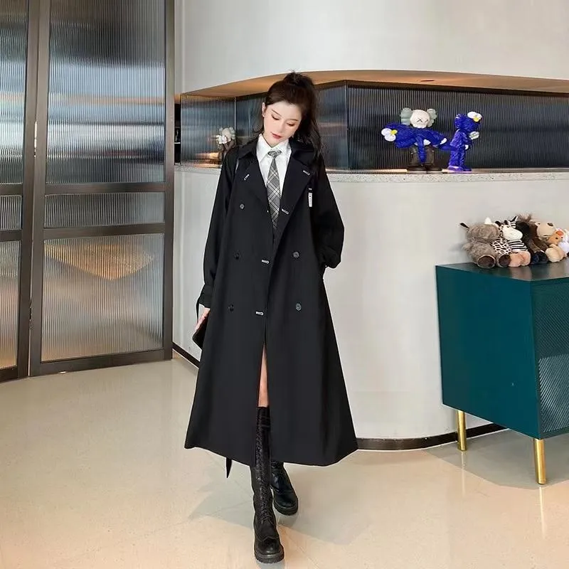 Knee-Length Black Petite Overcoat