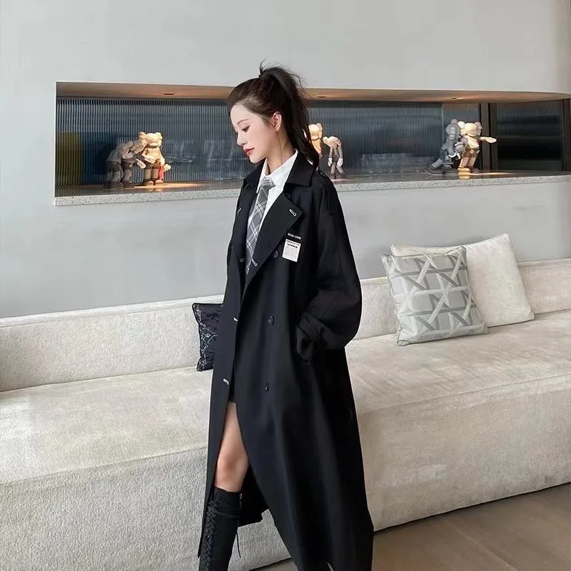 Knee-Length Black Petite Overcoat