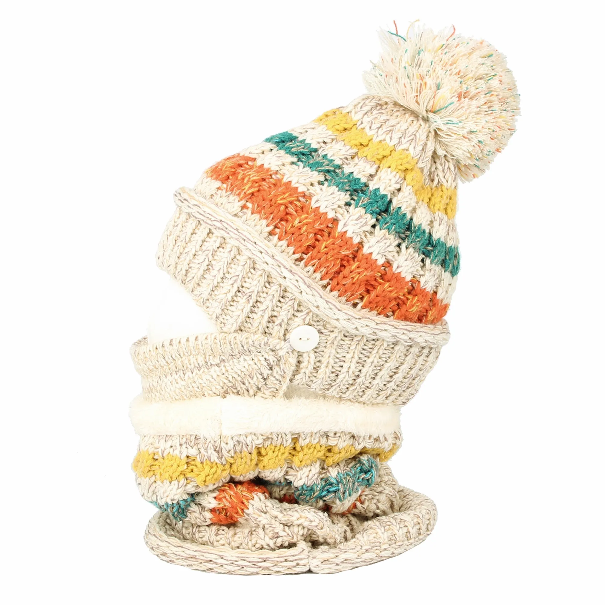 Knit Fairs Isle Nordic Bobble Pom Beanie Hat DZX0024