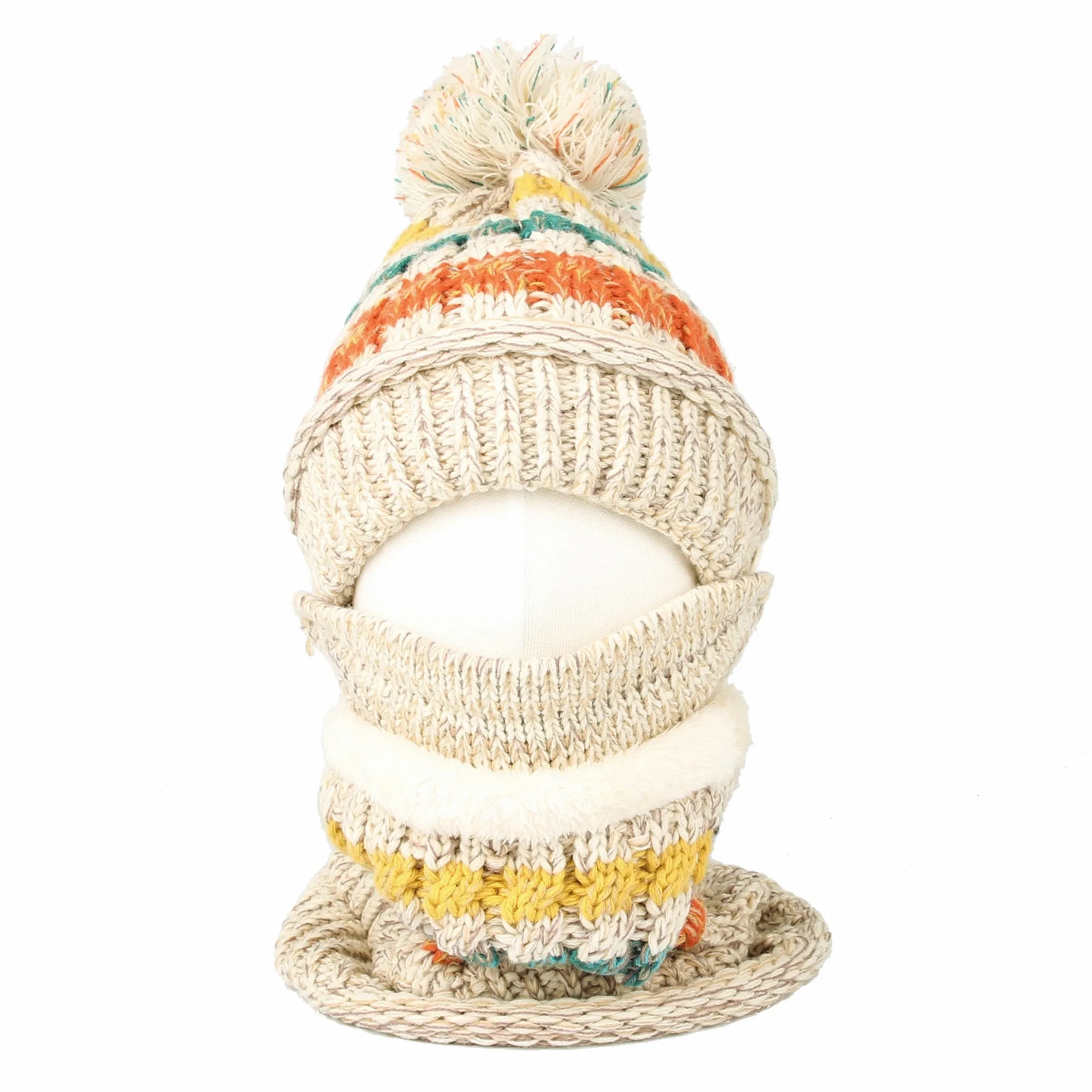 Knit Fairs Isle Nordic Bobble Pom Beanie Hat DZX0024