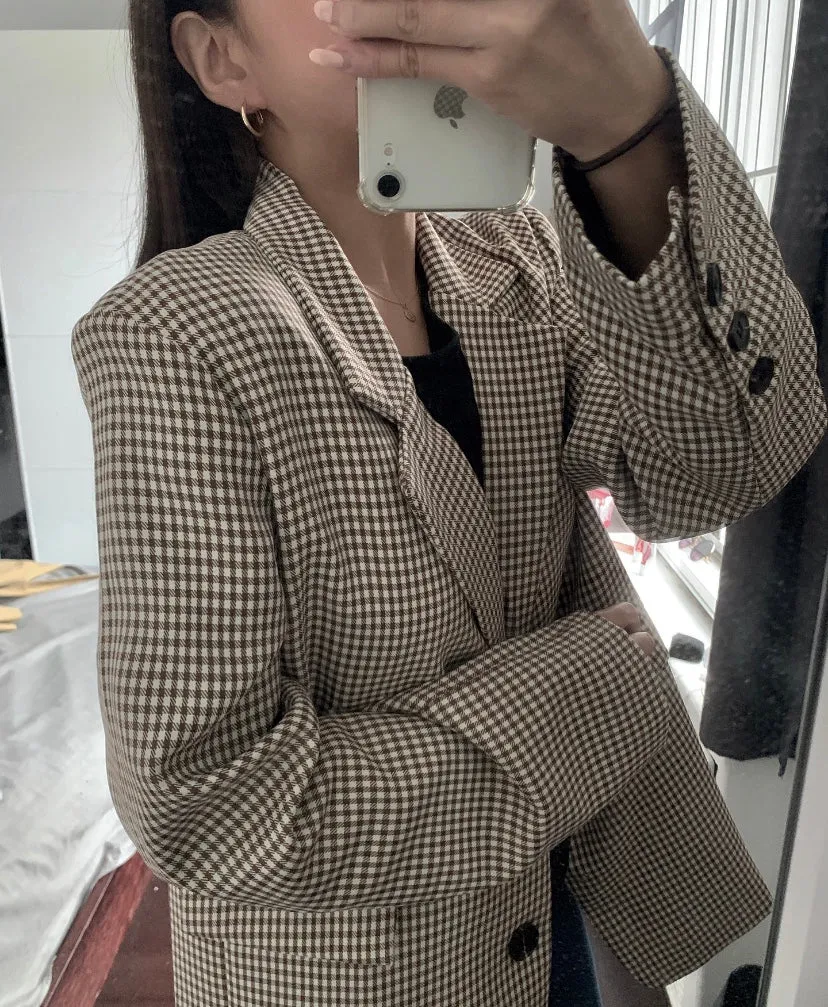 [Korean Style] Bellan Single Breasted High Quality Check Blazer