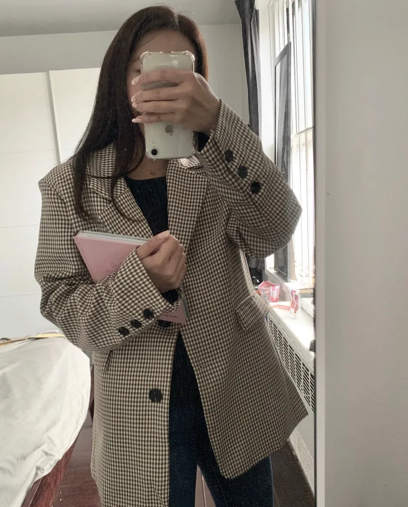 [Korean Style] Bellan Single Breasted High Quality Check Blazer