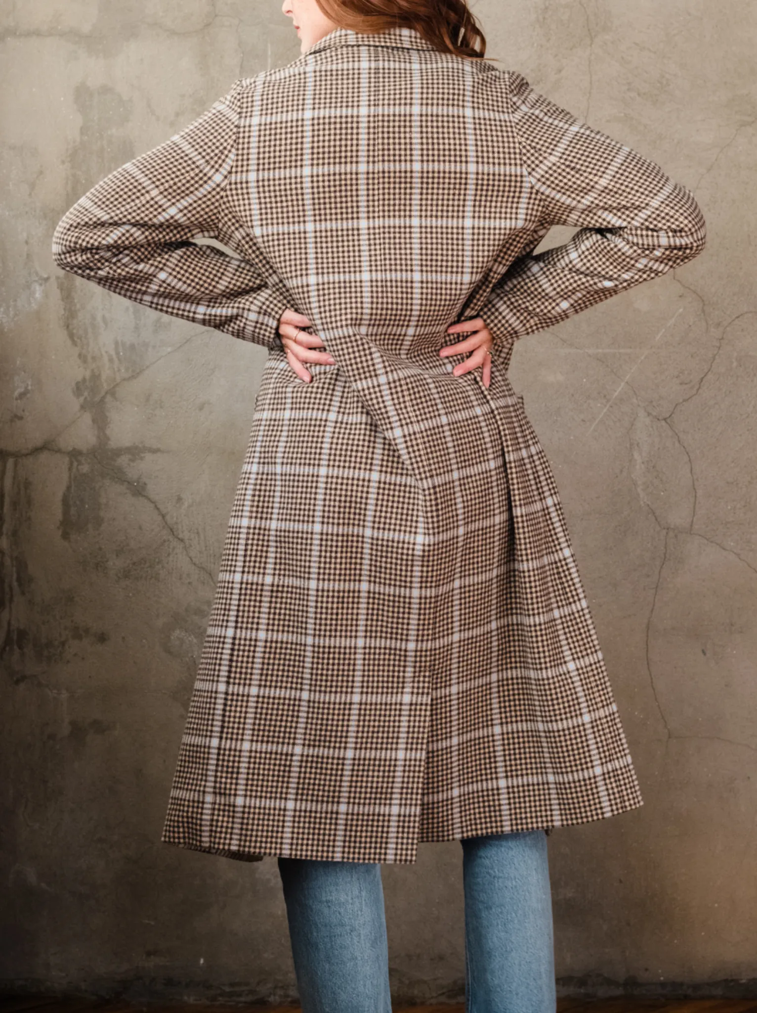 Marie Brushed Plaid Overcoat