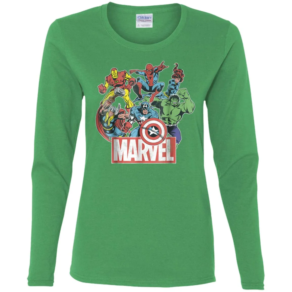 Marvel Avengers Team Retro Comic Vintage Graphic Women Long Sleeve Shirt