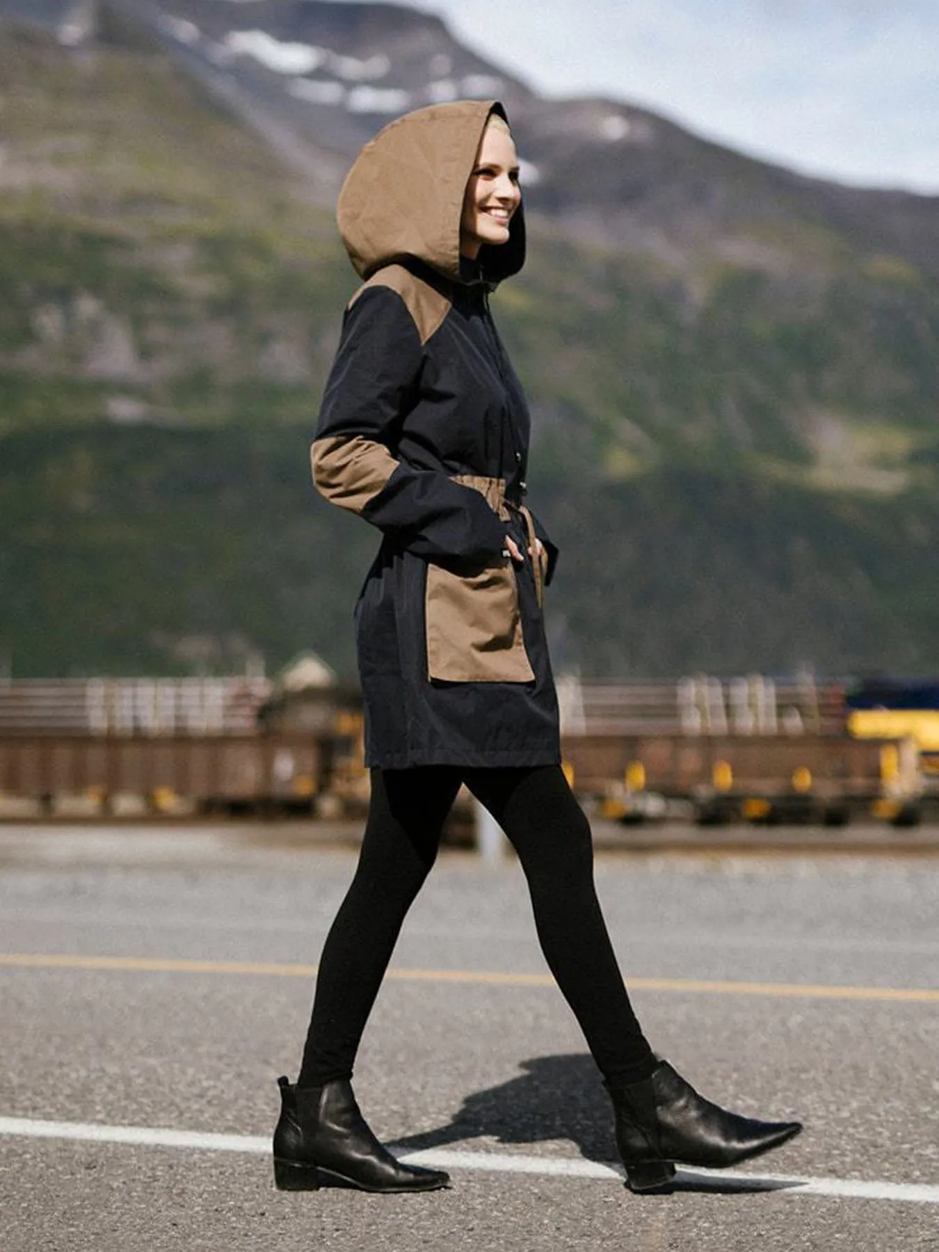 Melissandra Recycled Cotton Parka, Black / Brown