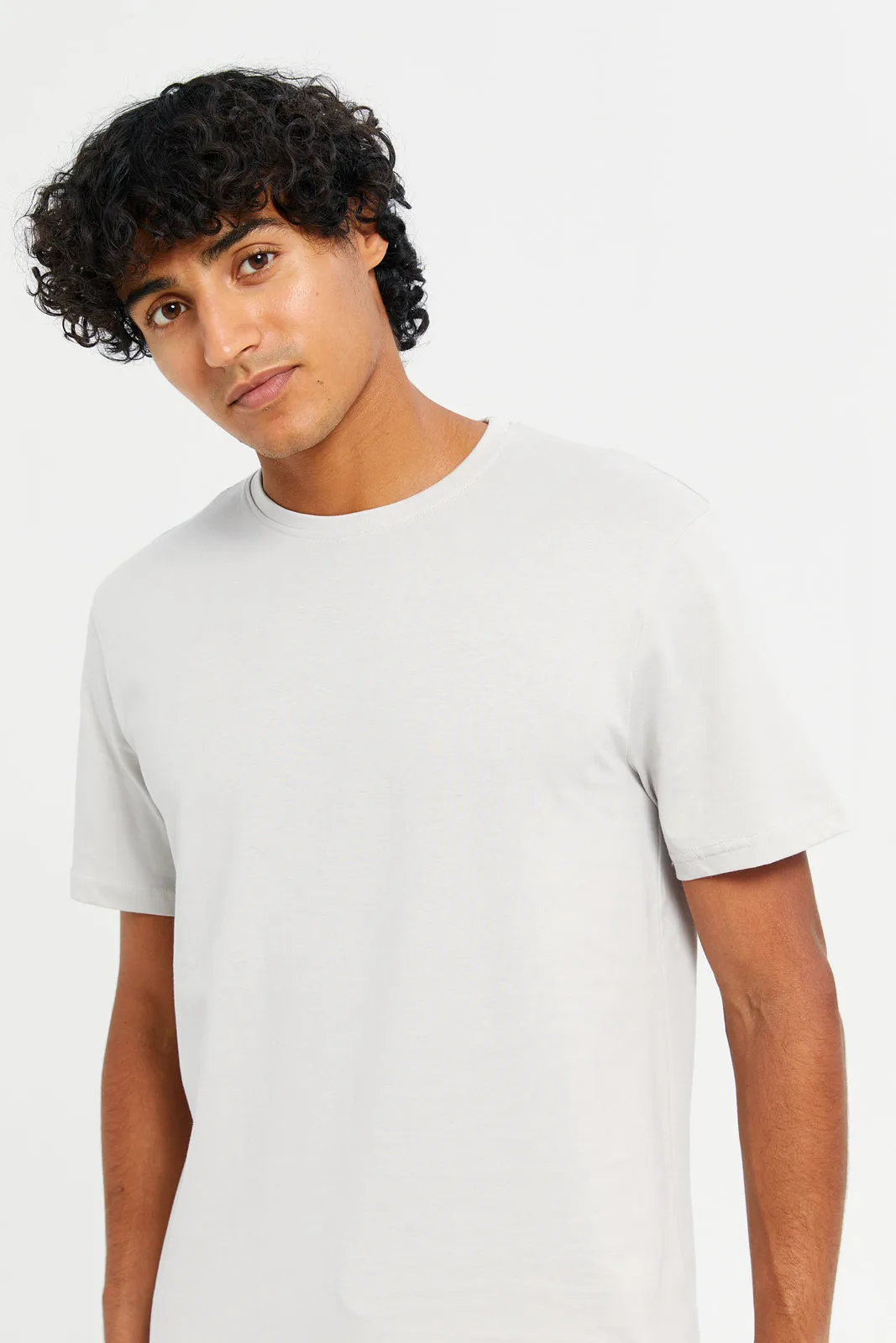 Men Grey Round Neck T-Shirt