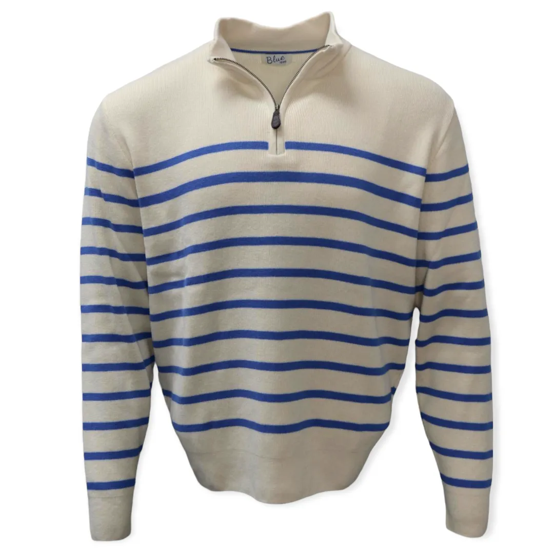 Men’s 100% Pima Cotton Stripe 1/4 Zip Knit Pullover