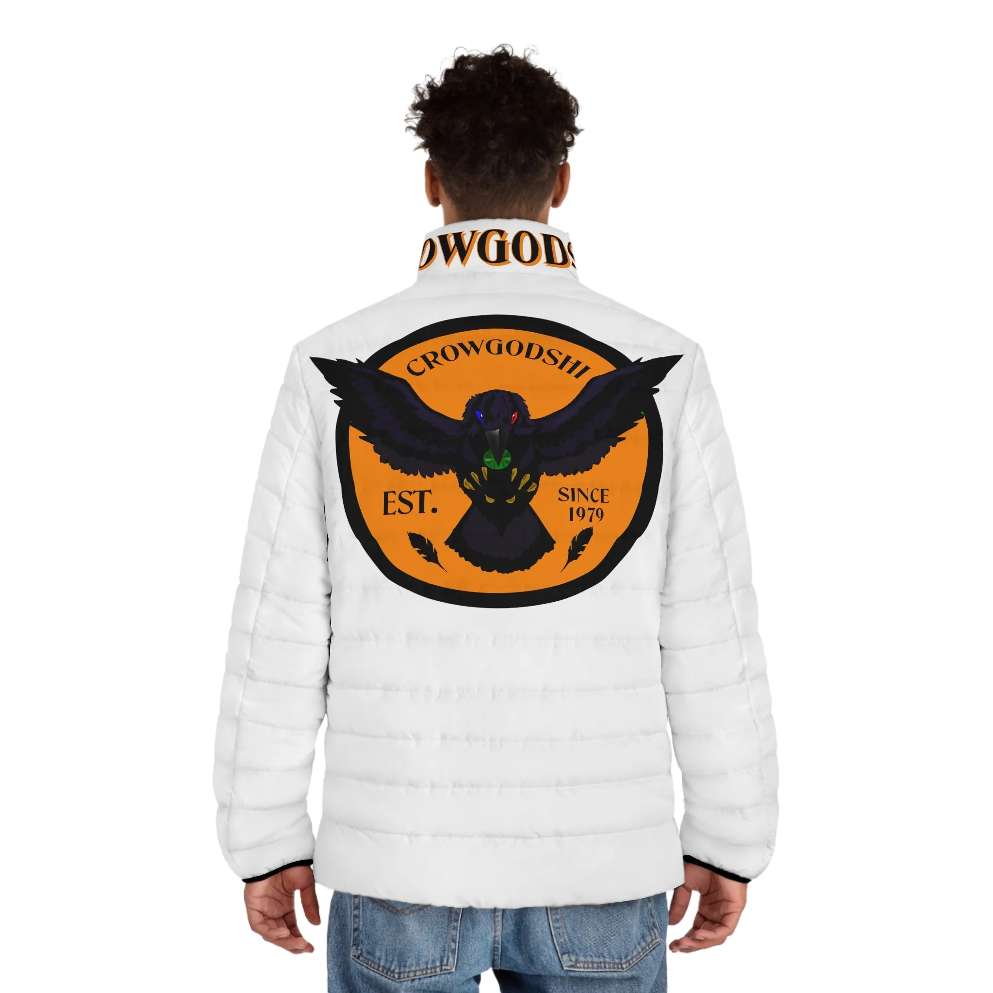 Men's 3rd GEN Puffer Jacket, WHITE W/ ORANGE LOGO