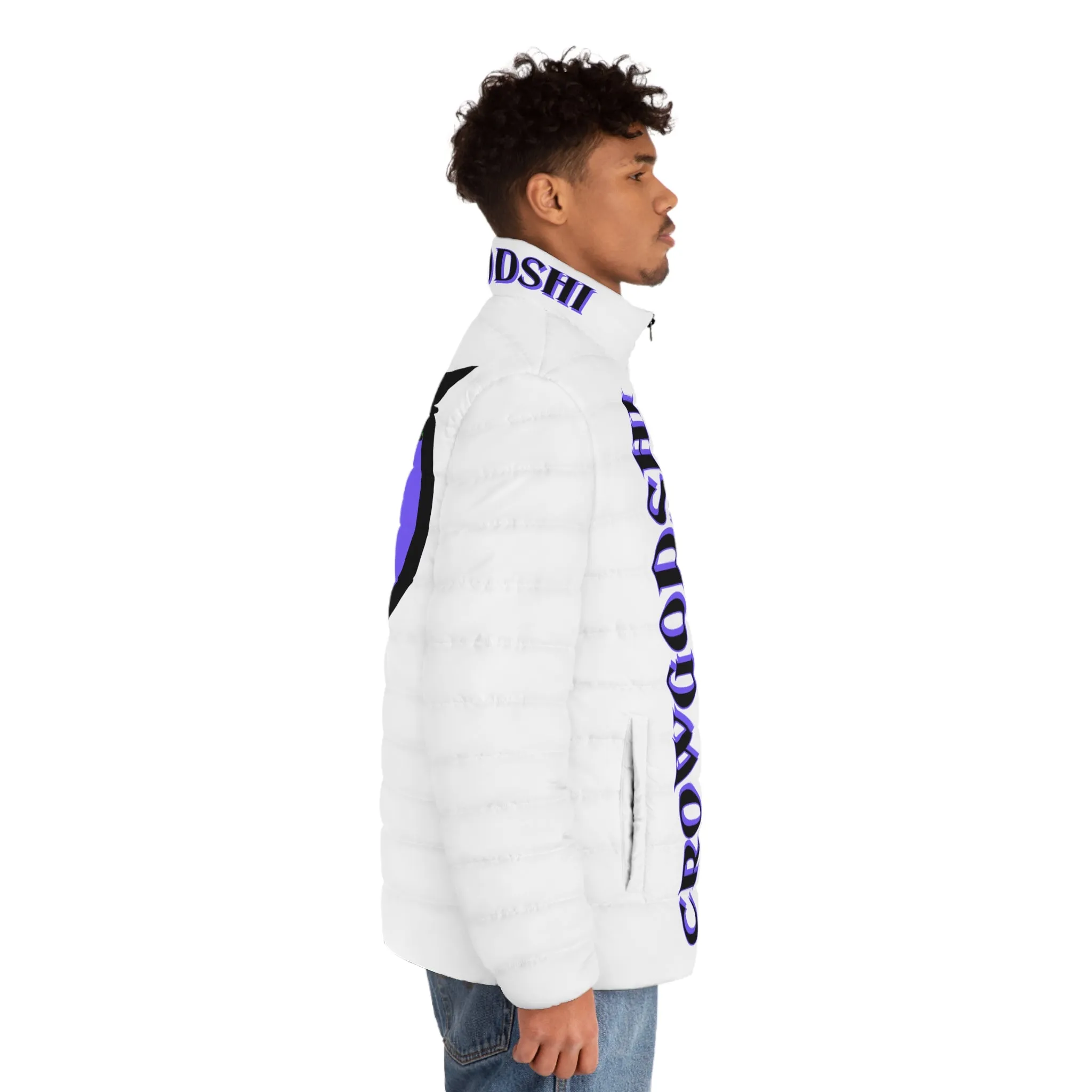 Men's 3rd GEN Puffer Jacket, WHITE W/ PURPLE LOGO