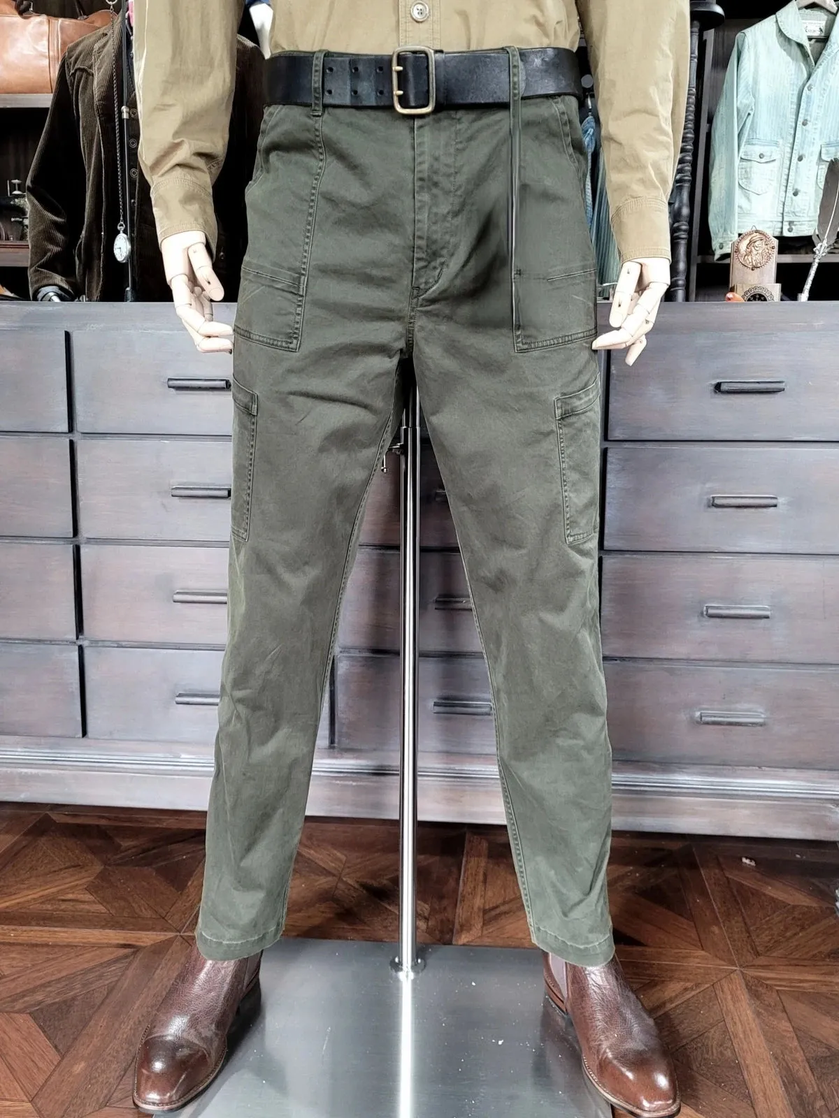 Men's Cargo Pants Straight Mid-waist Multi-pockets Military Style