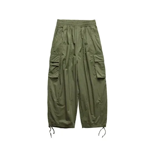 Men's Casual Solid Color Cargo Pants - Baggy Wide-leg Cropped Pants