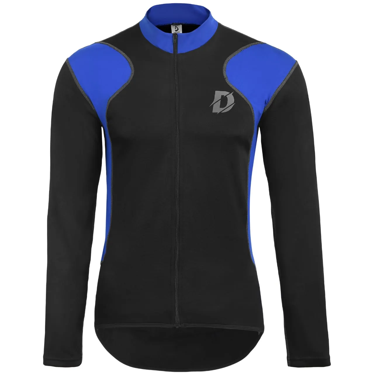 Mens Cycling Jersey Long Sleeves Thermal Outdoor Winter Bicycle Fleece Shirt Black/Blue