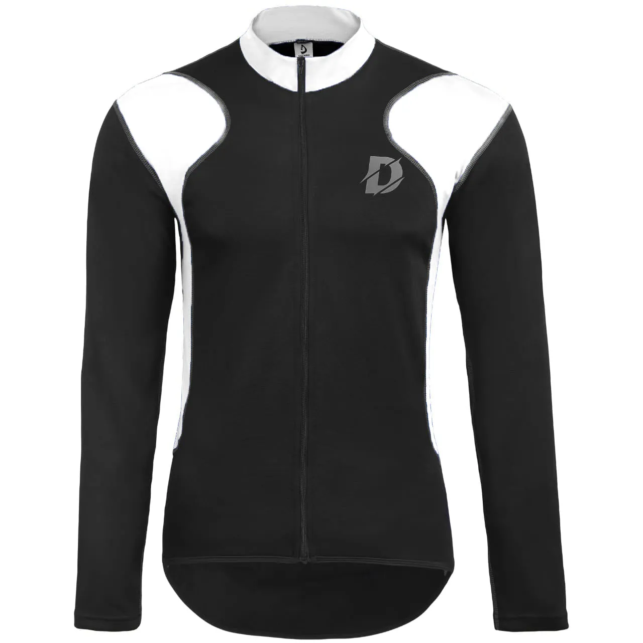 Mens Cycling Jersey Long Sleeves Thermal Outdoor Winter Bicycle Fleece Shirt Black/White