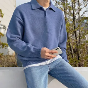 Men's Loose Polo Knitted Sweater