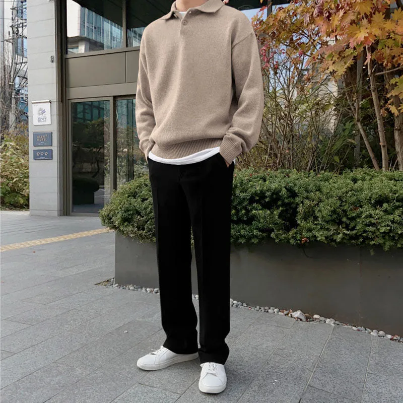 Men's Loose Polo Knitted Sweater