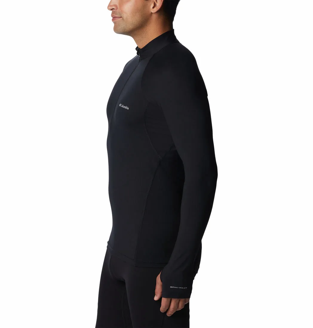 MEN'S MIDWEIGHT STRETCH LONG SLEEVE OMNI-HEAT HALF ZIP TOP - BLACK