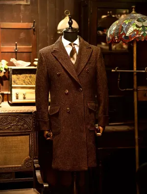 Men's Tweed Overcoat Double-breasted Business Style Coat