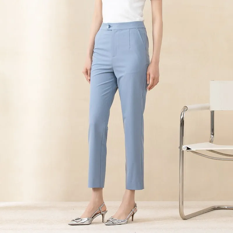 Mist Blue Cropped Straight Leg Pants