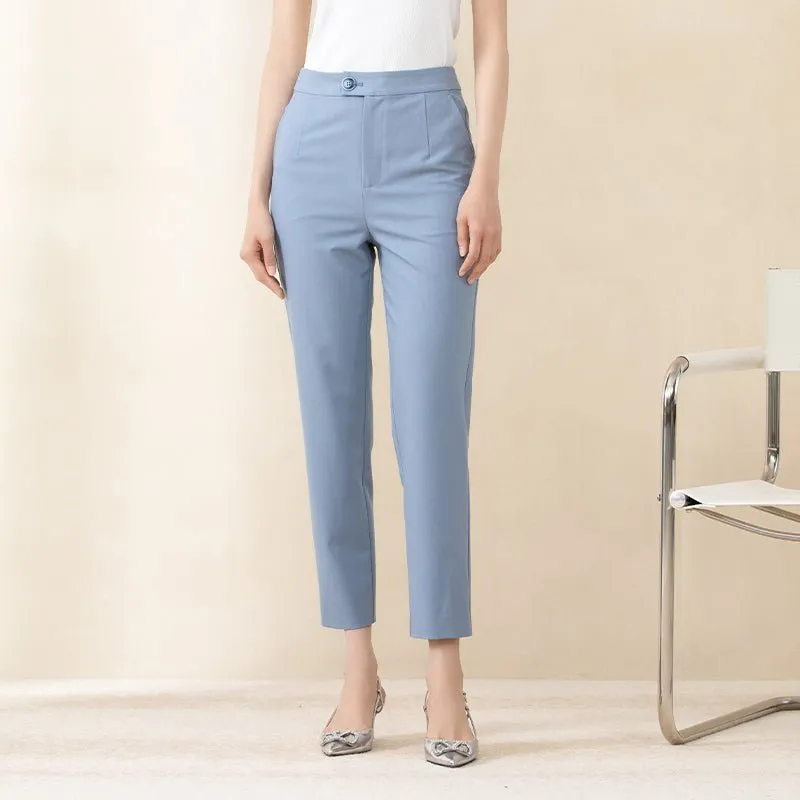 Mist Blue Cropped Straight Leg Pants