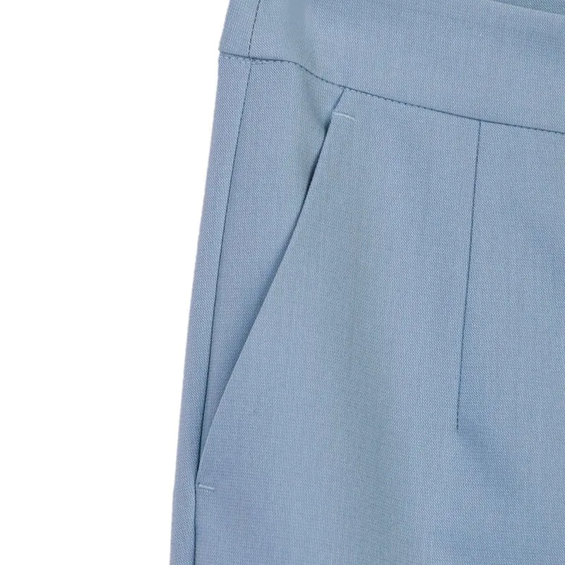 Mist Blue Cropped Straight Leg Pants