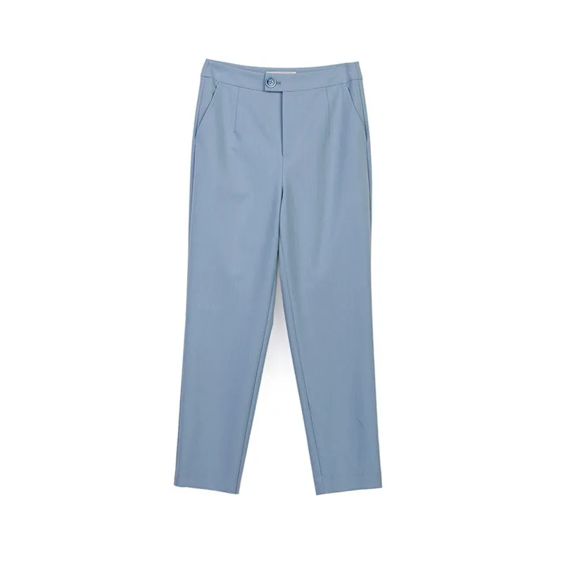 Mist Blue Cropped Straight Leg Pants