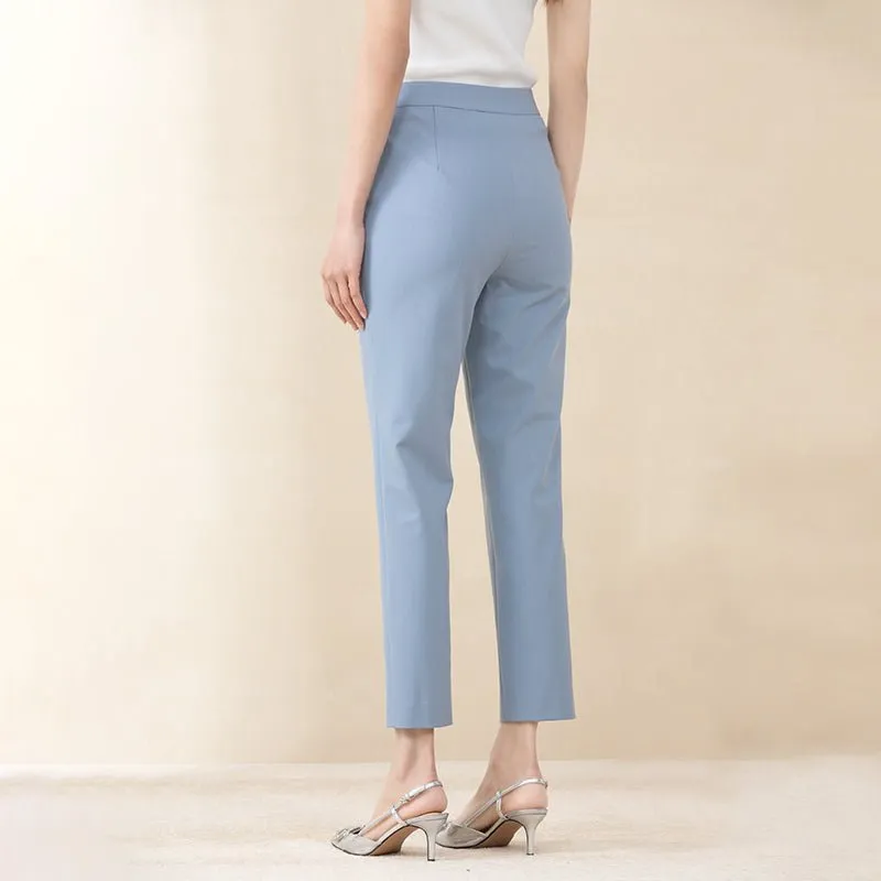 Mist Blue Cropped Straight Leg Pants