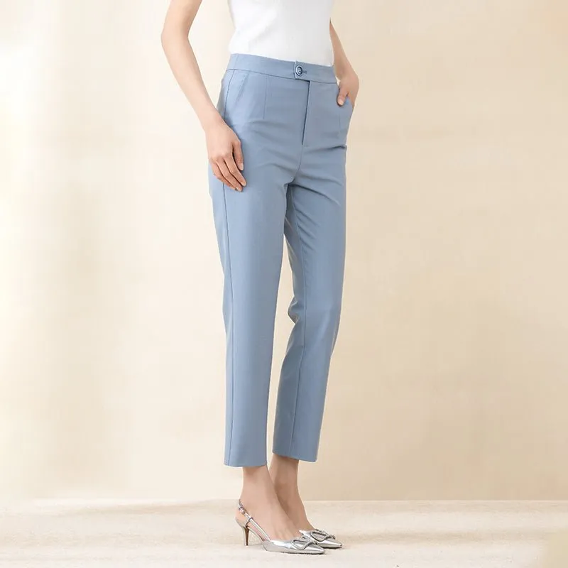 Mist Blue Cropped Straight Leg Pants