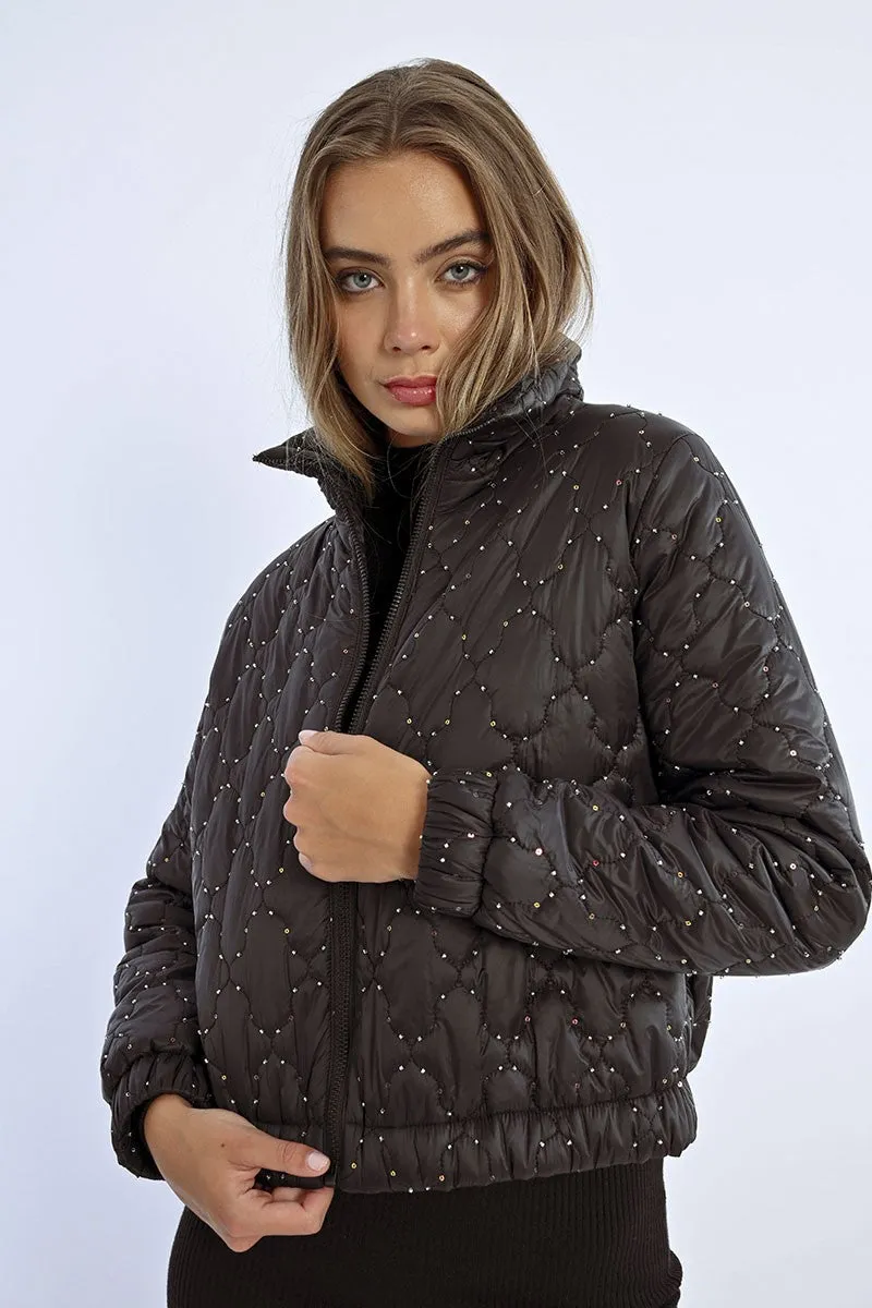 Molly Bracken Black Beaded Down Jacket