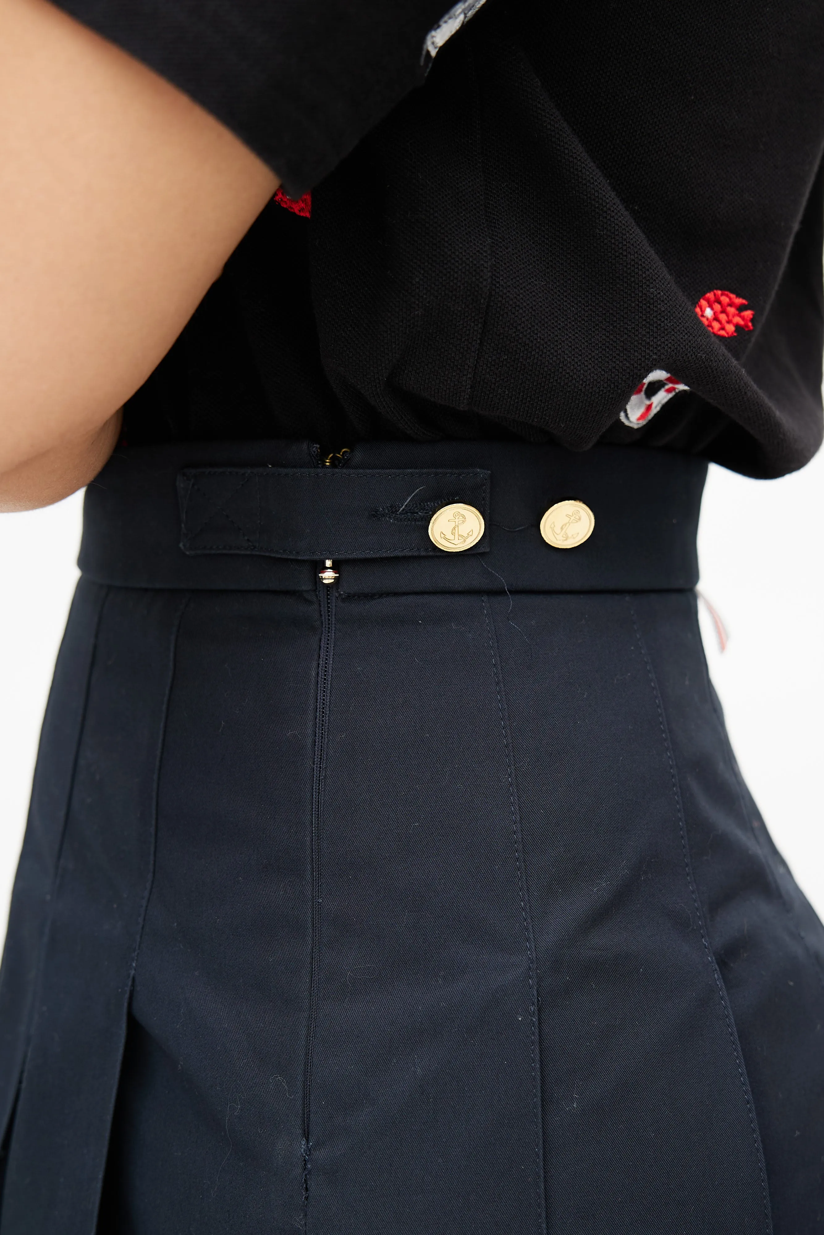 Navy Pleated Anchor Skirt