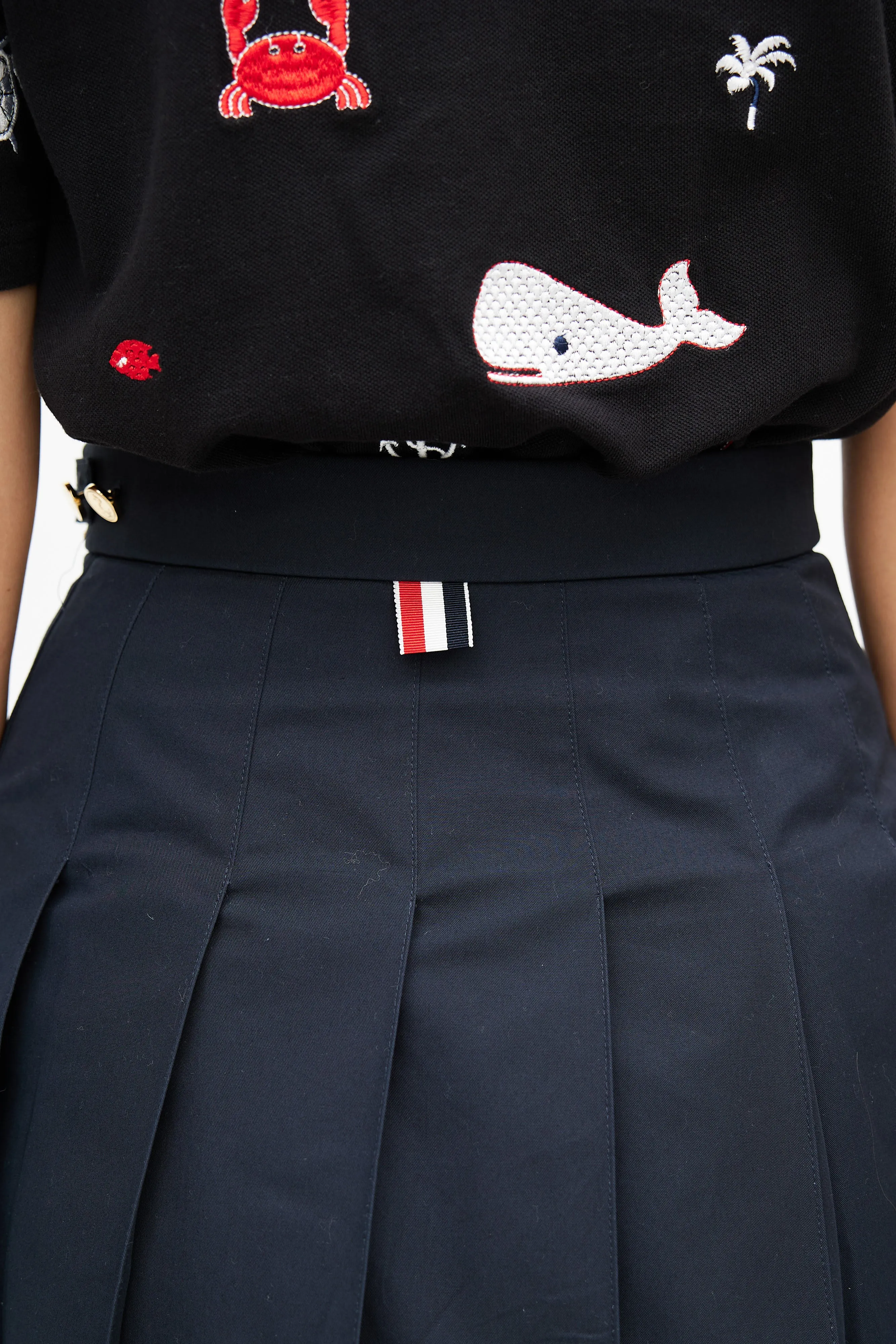 Navy Pleated Anchor Skirt