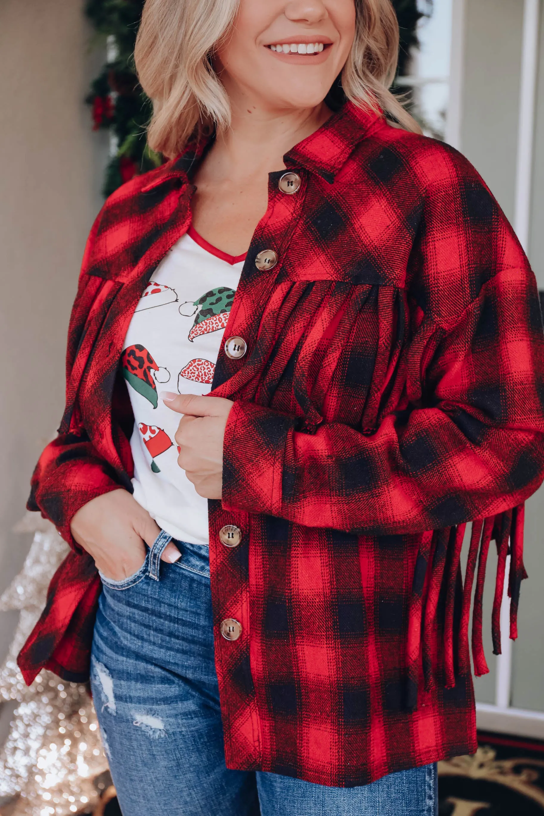 Not Your Same Old Plaid Jacket - Red