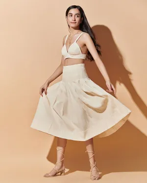 Off White Bralette And Skirt Co Ord