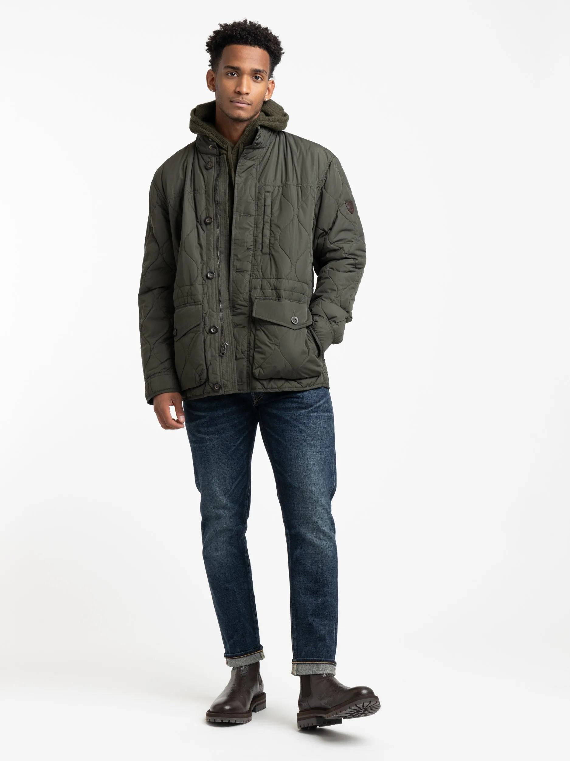 Olive Smoke Quilted Utility Jacket